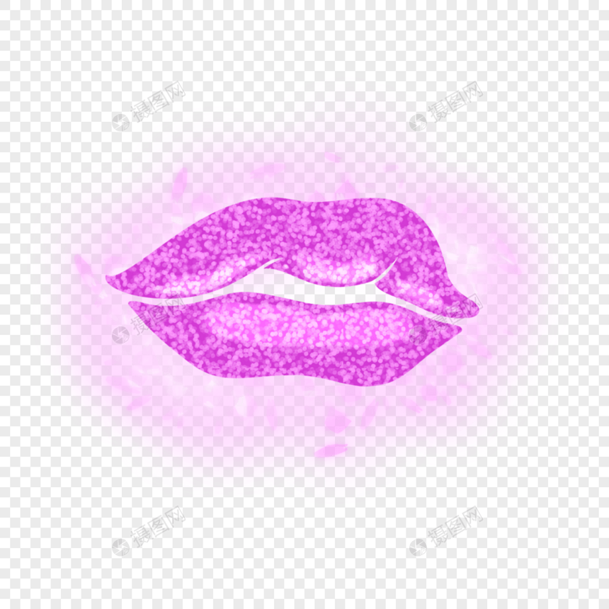 紫粉色金粉光效微张嘴唇亮片图片