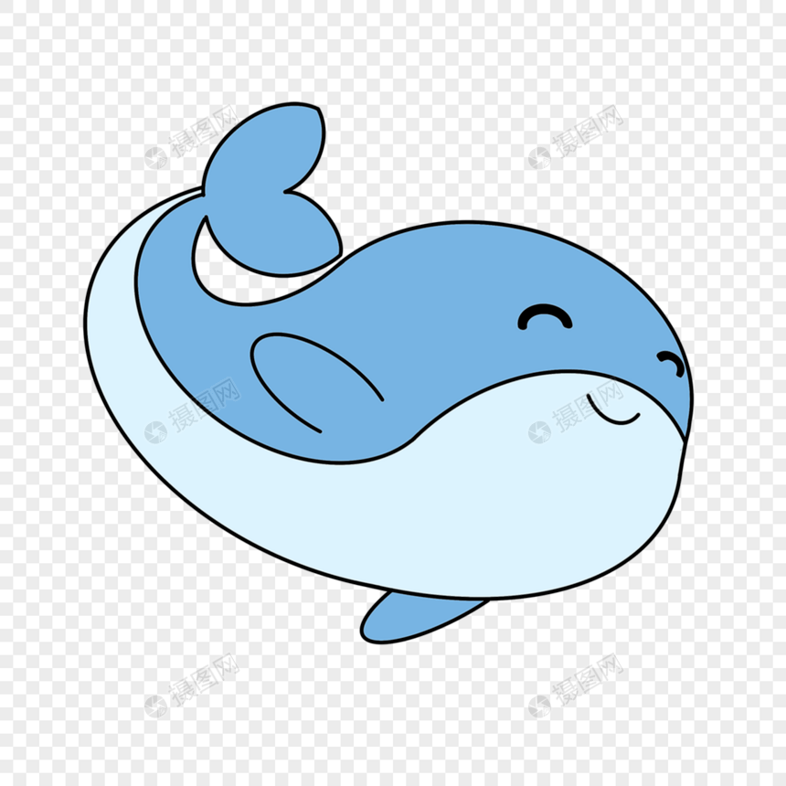 大海卡通蓝色可爱鲸鱼海洋生物图片