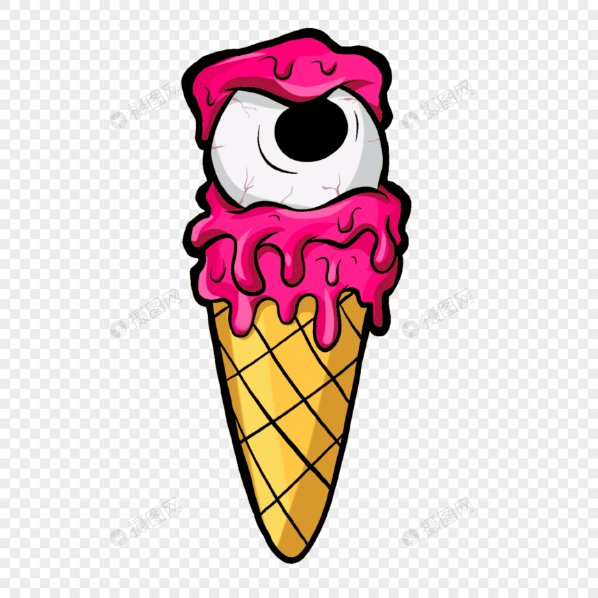 冰淇淋怪兽波普艺术风格眼球图片