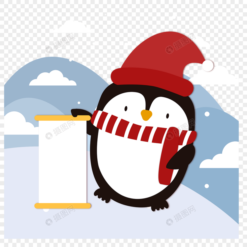 圣诞企鹅卡通风格圣诞图片