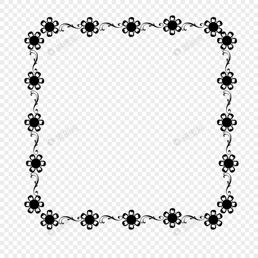 装饰边框黑白线稿优雅花朵图片