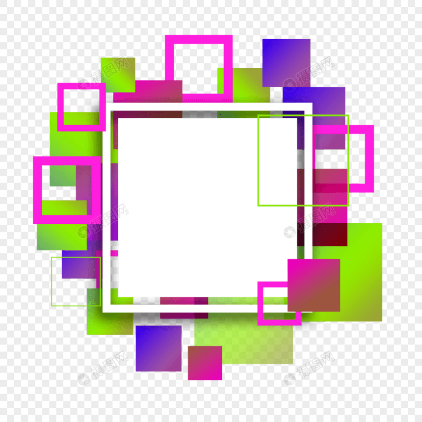 彩色几何抽象渐变方形线条边框图片