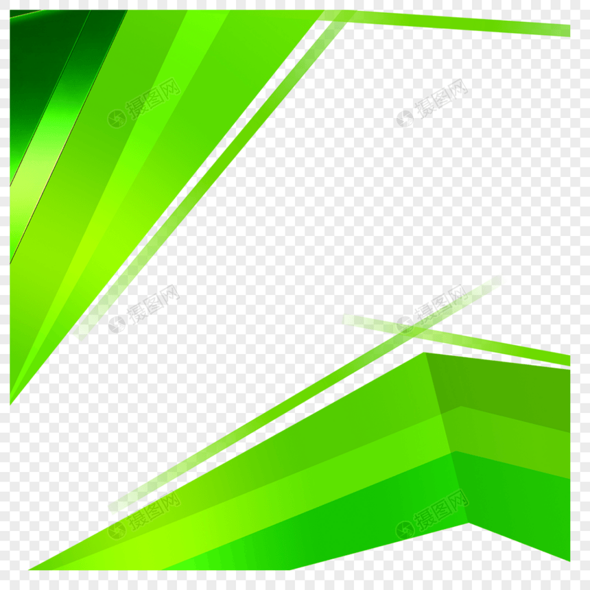 绿色几何拼接游戏边框图片