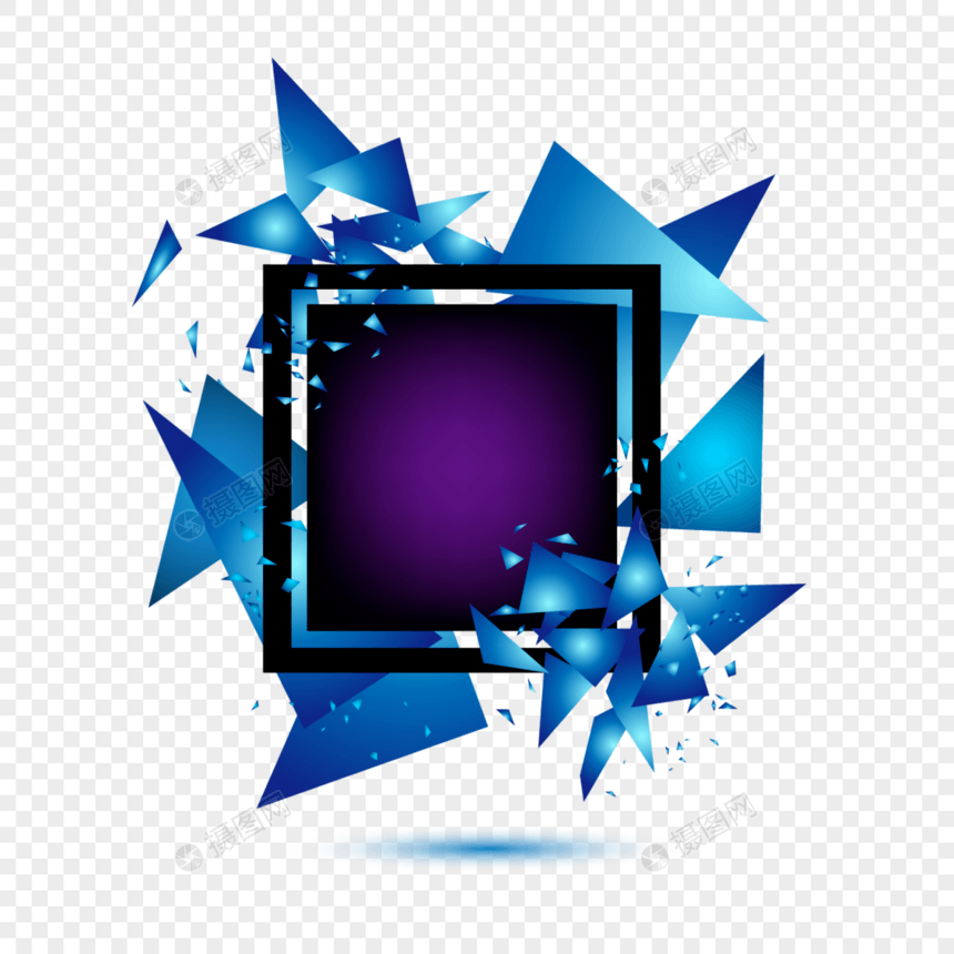 黑色正方形渐变几何抽象蓝色边框图片