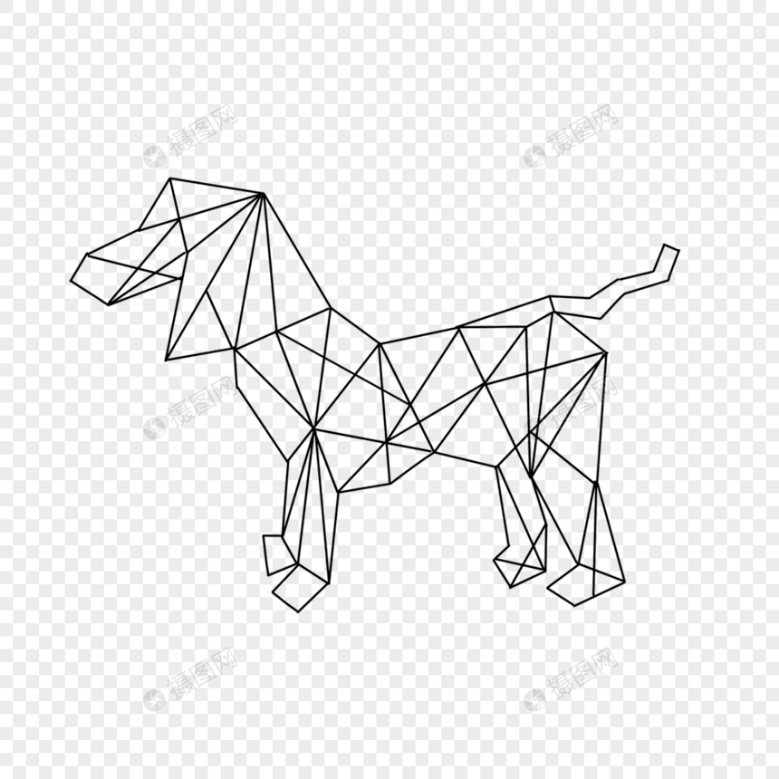 几何线条艺术动物抽象小狗图片