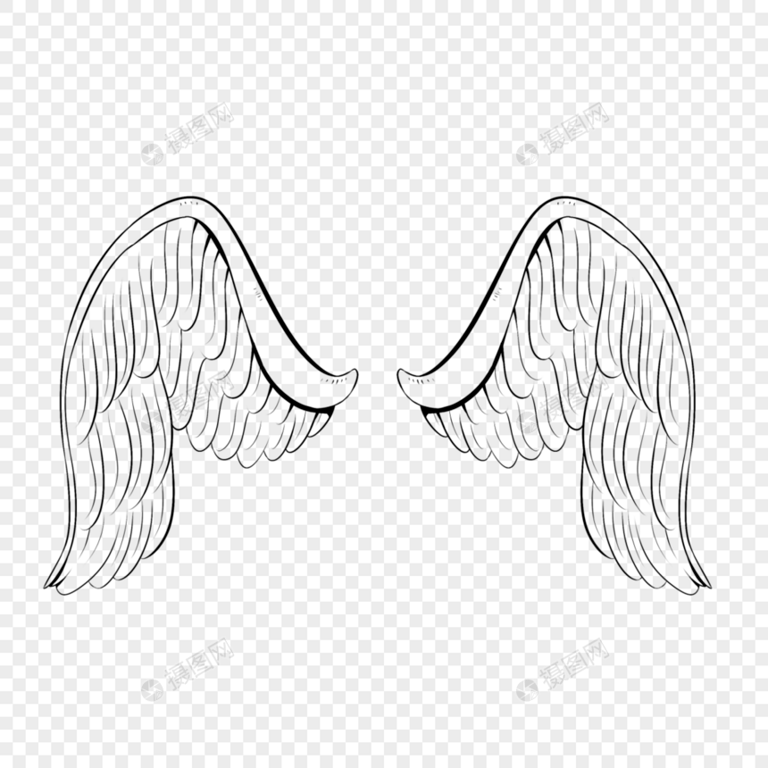 复古线翅膀鸟羽毛形状天使动物羽翼图片