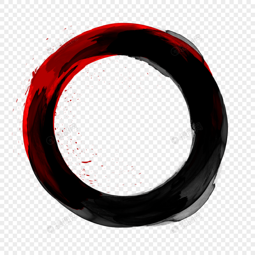 撞色笔刷红黑圆环涂鸦图片