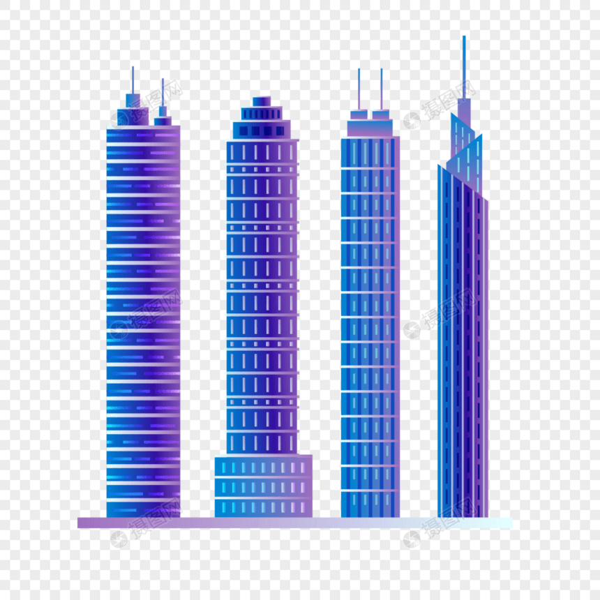 夜景高楼霓虹灯城市赛博朋克风格插画图片