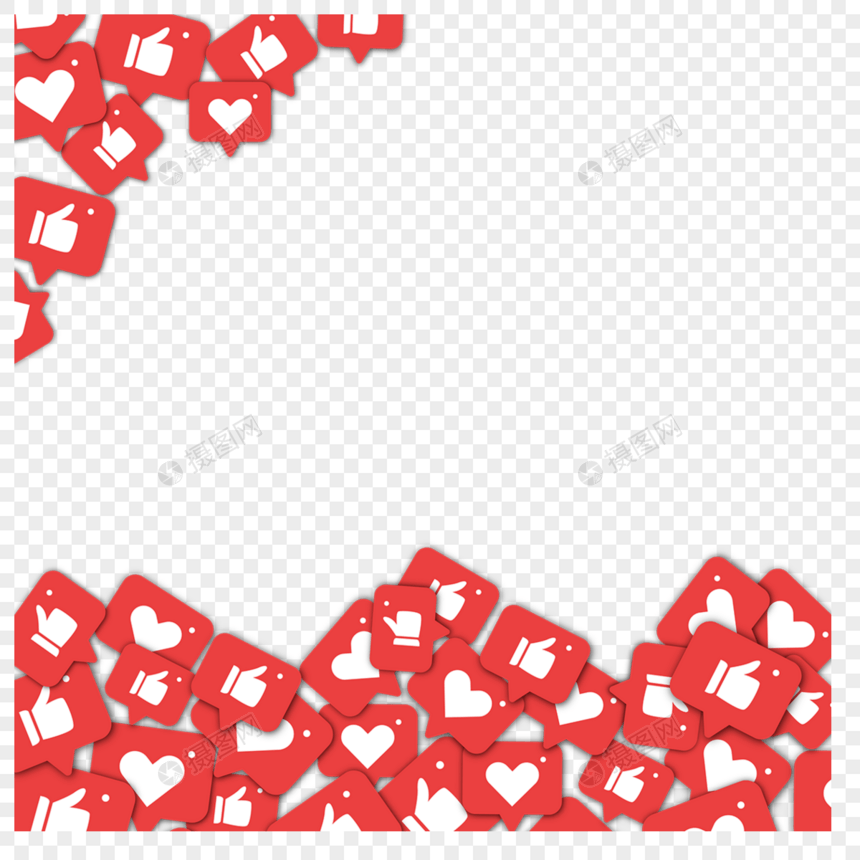 3d社交图标边框红色爱心图片