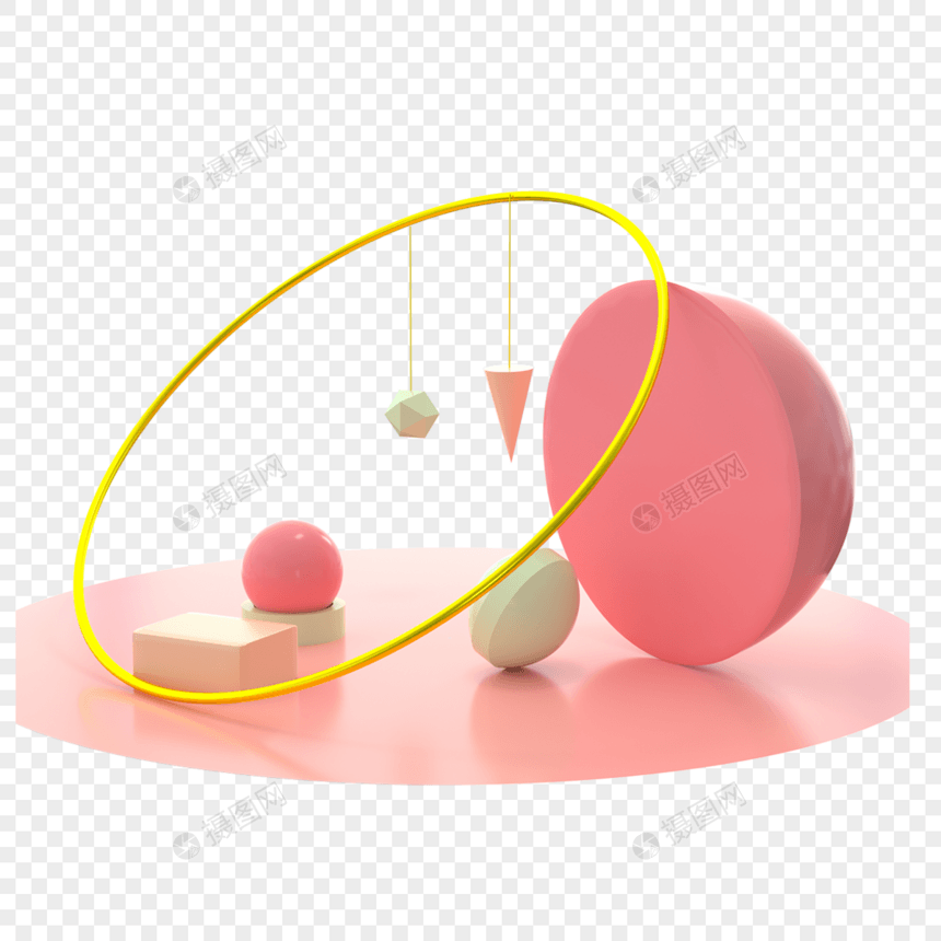 3d立体球体陪伴创意背景小素材图片