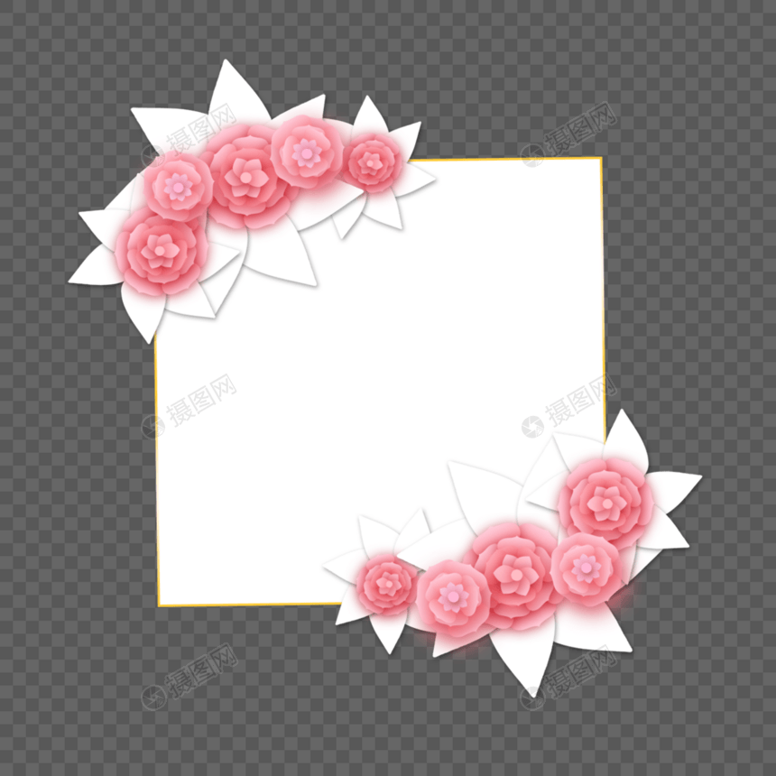 剪纸花卉渐变婚礼边框图片