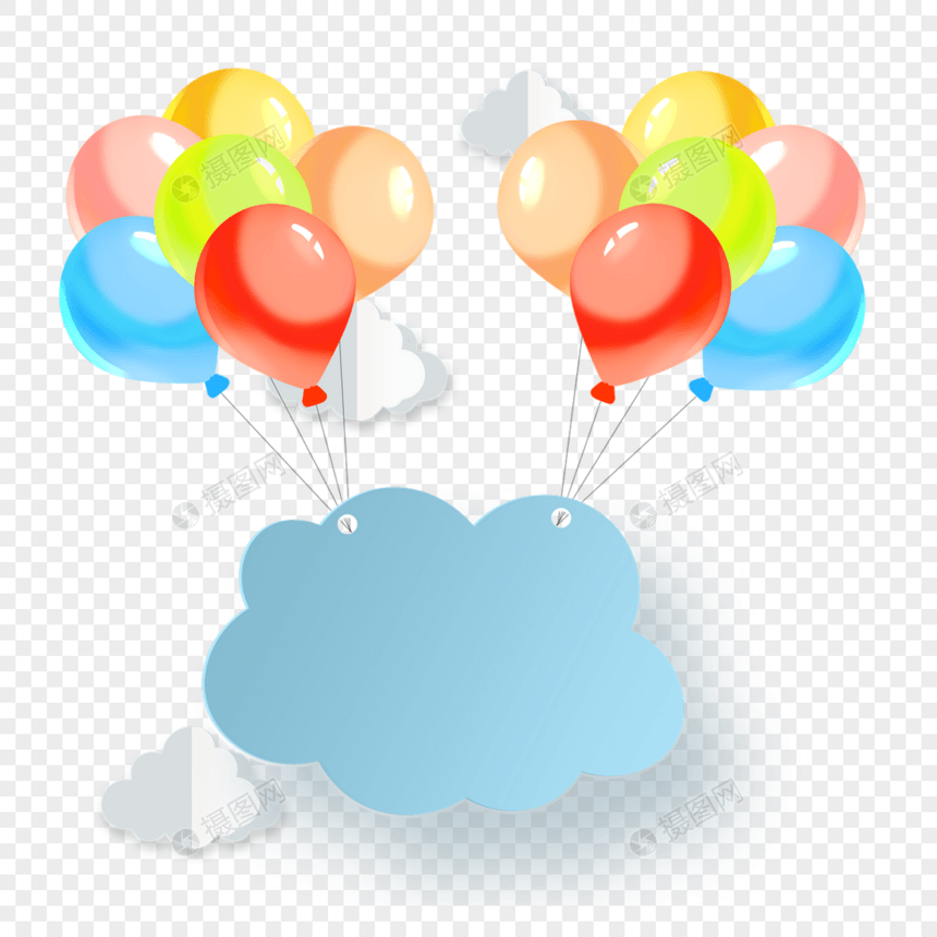 气球彩色剪纸边框图片