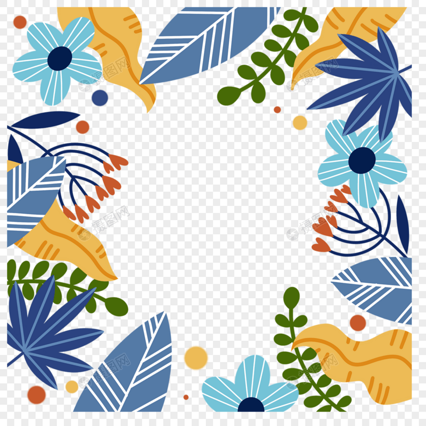 抽象植物孟菲斯边框图片