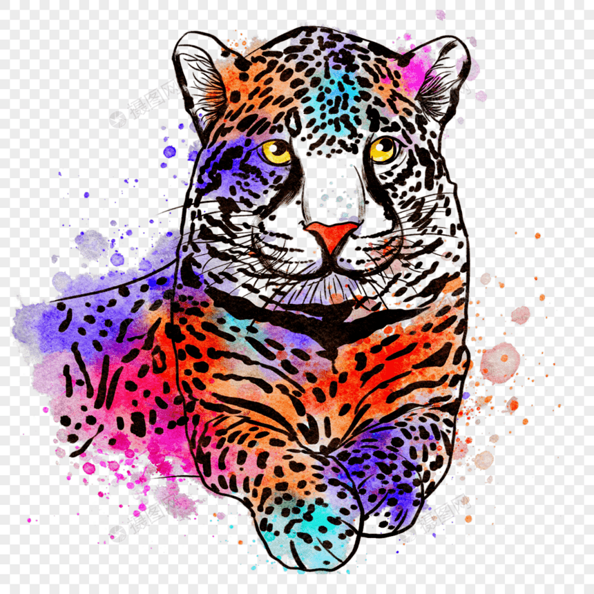 美洲虎抽象装饰水彩风格图片