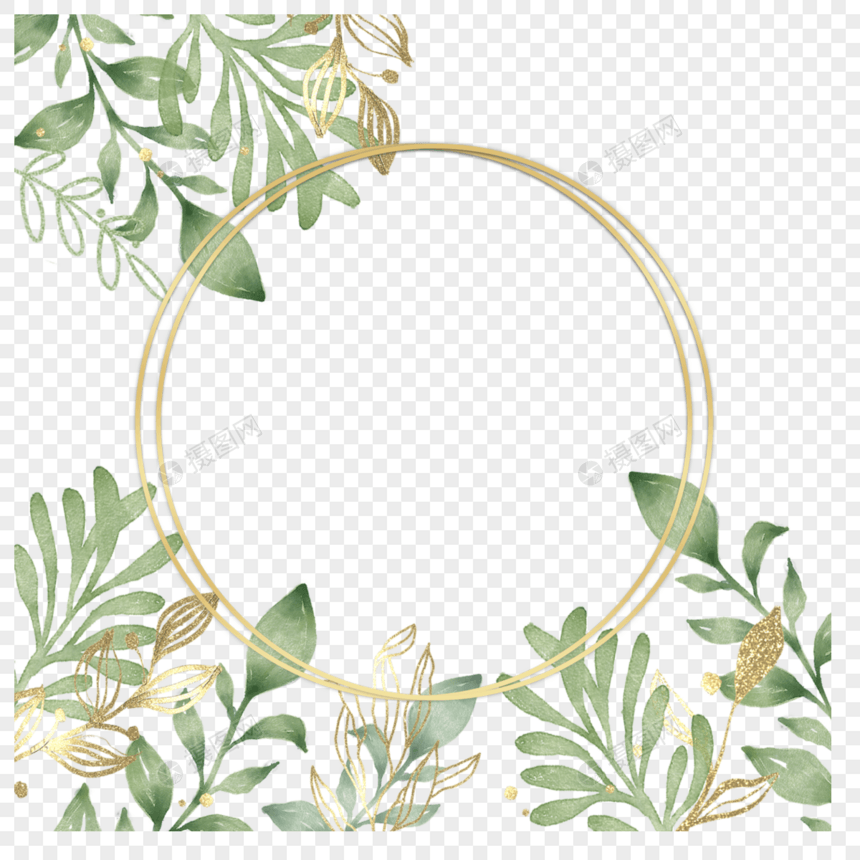 金箔树叶婚礼圆形边框图片