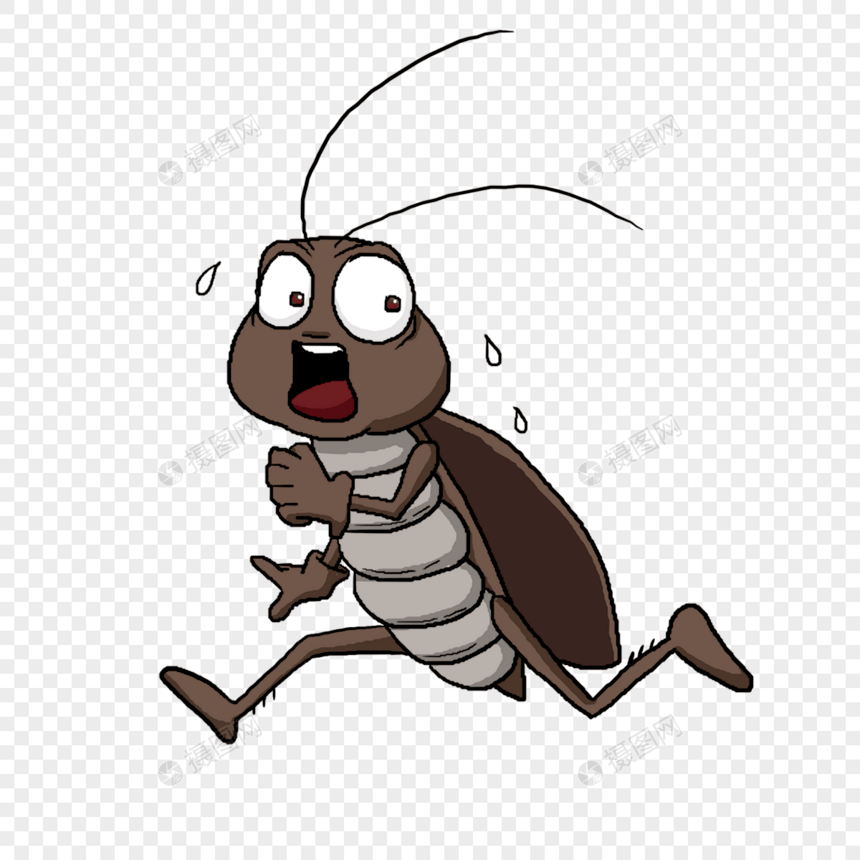 蟑螂棕色跑步卡通风格图片