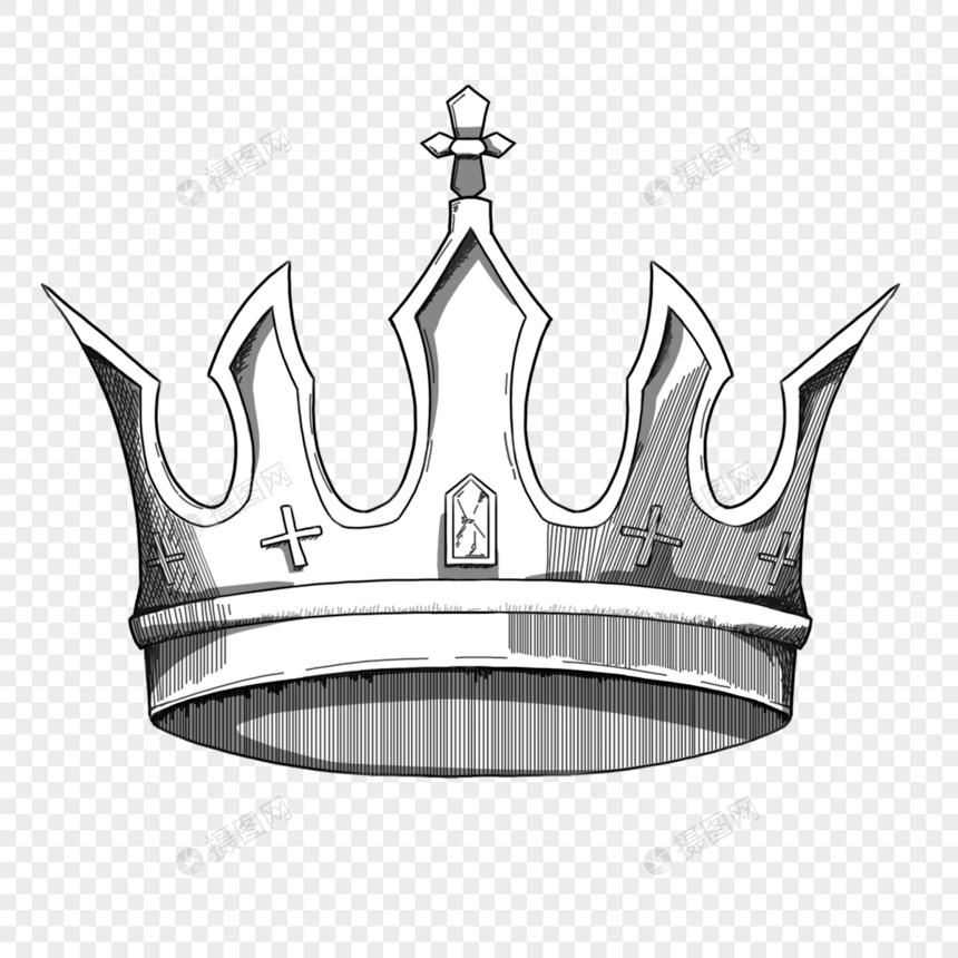 王冠黑白线稿图片
