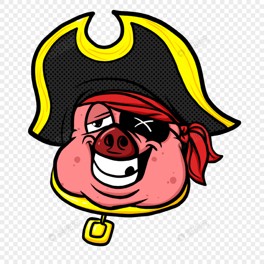猪波普嘻风格海盗图片