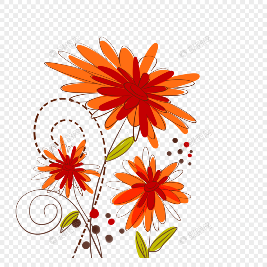 花卉植物抽象线稿创意图片