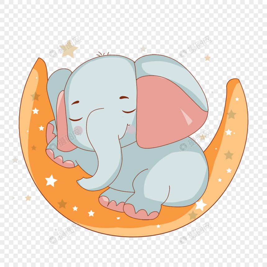 可爱的大象在月球上休息图片