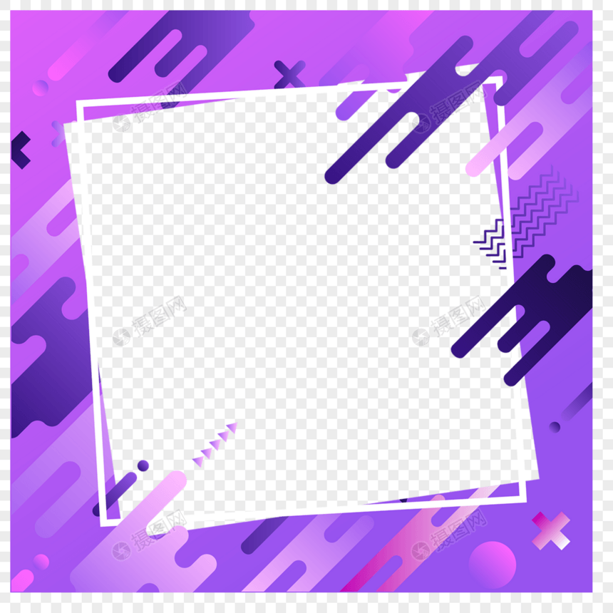 手绘紫色花纹渐变twibbon抽象边框图片