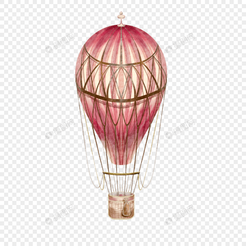 水彩天空中的热气球图片