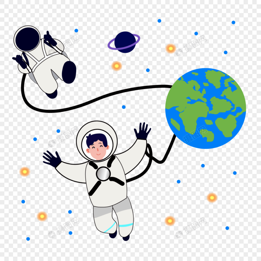 星球宇航员宇宙航天人物插画图片