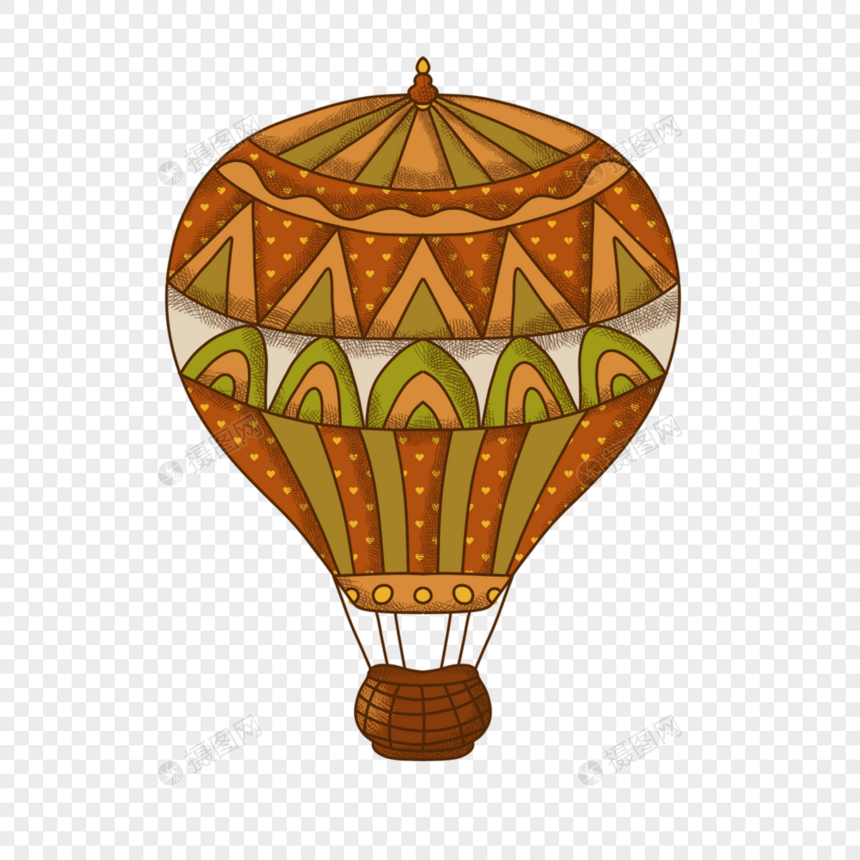 复古热气球棕色图案图片