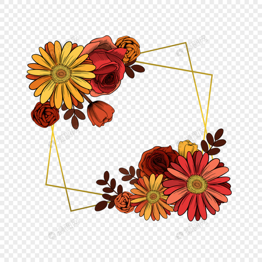 几何复古花卉边框图片