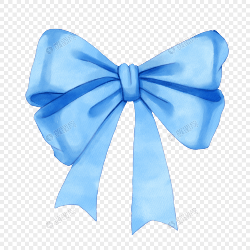 水彩蓝色礼物丝带图片