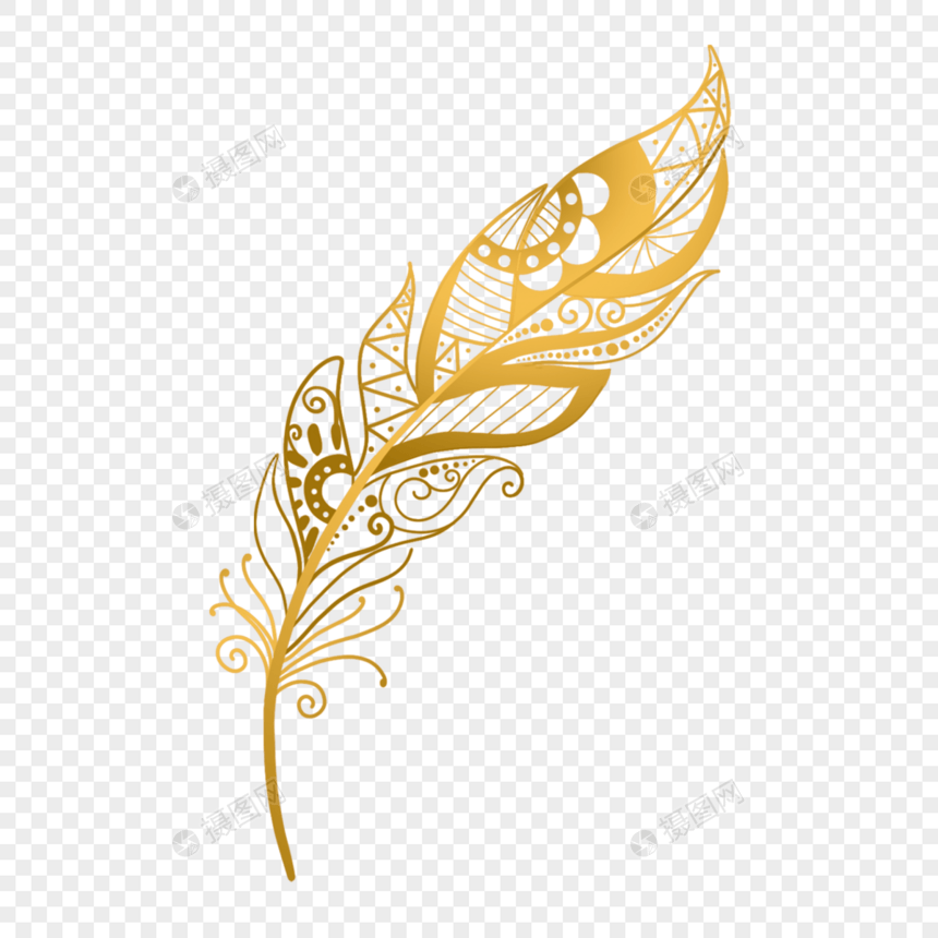 金色镂空艺术创意漂亮羽毛图片