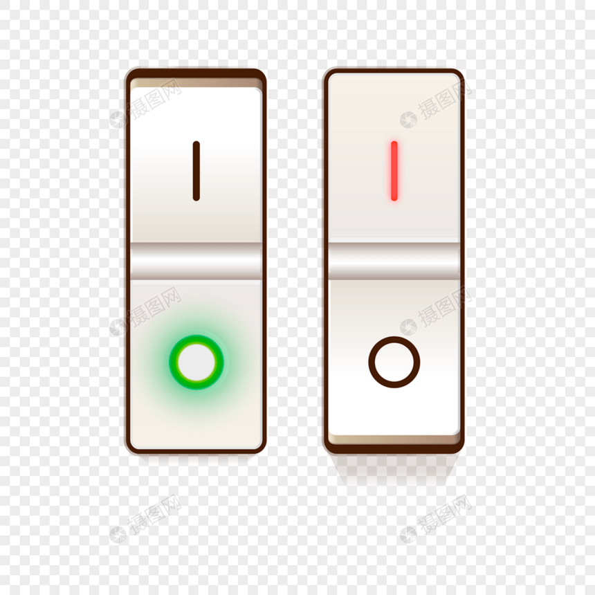 浅金色带背光逼真开关打开关闭切换按钮图片