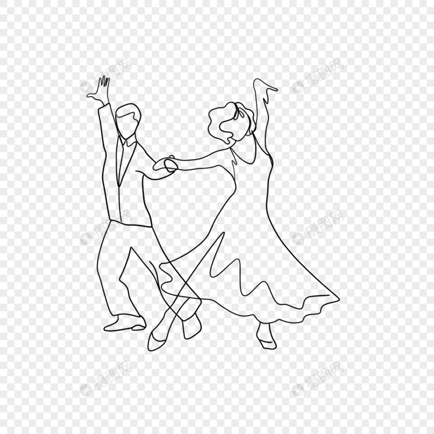 抽象线条画探戈舞蹈情侣人物图片