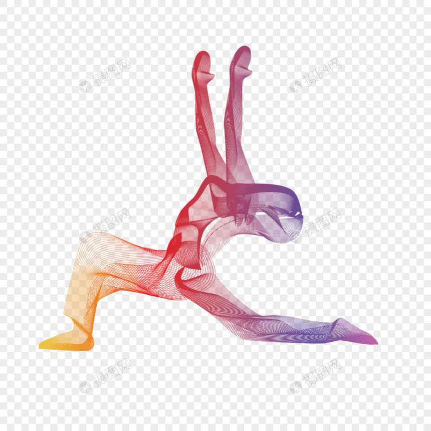 抽象线条瑜伽动作图片