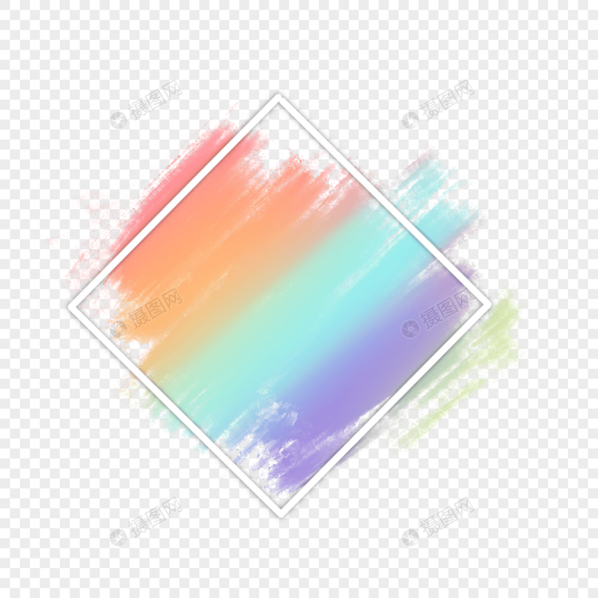 抽象彩虹颜料笔刷边框图片