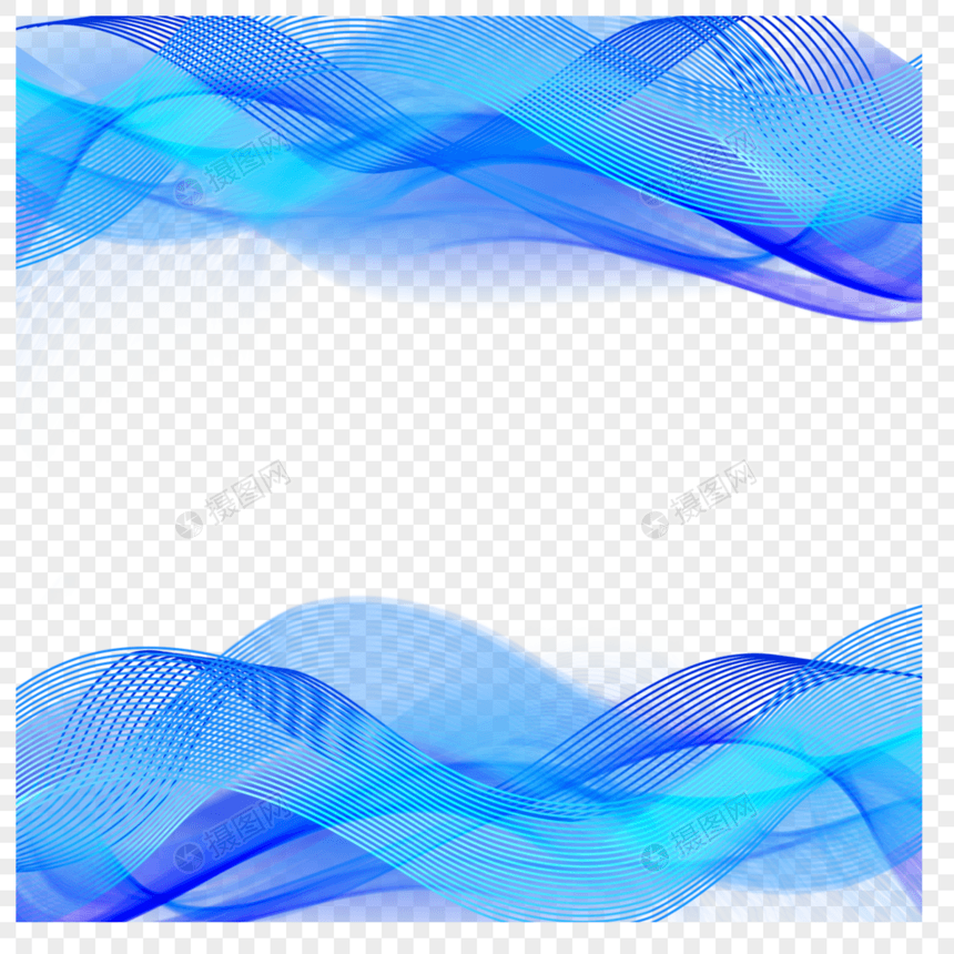 不规则波浪蓝色光效商务边框图片