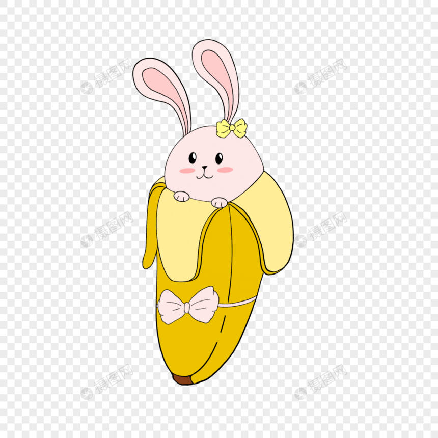 香蕉里的可爱兔子图片