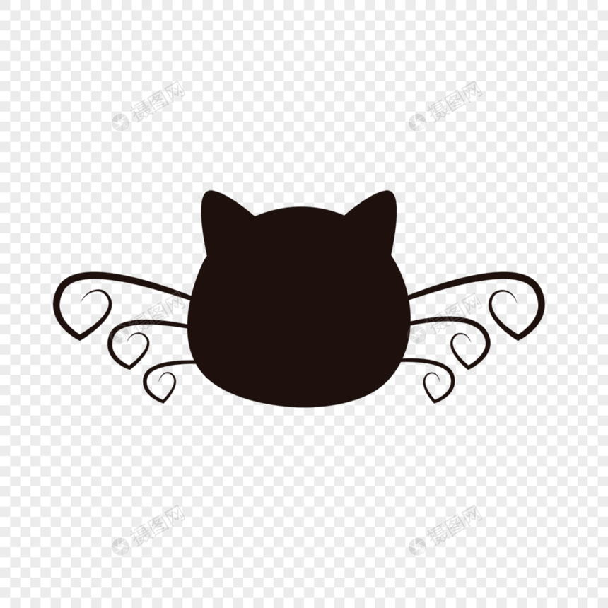 黑色简单猫咪爱心的样式图片