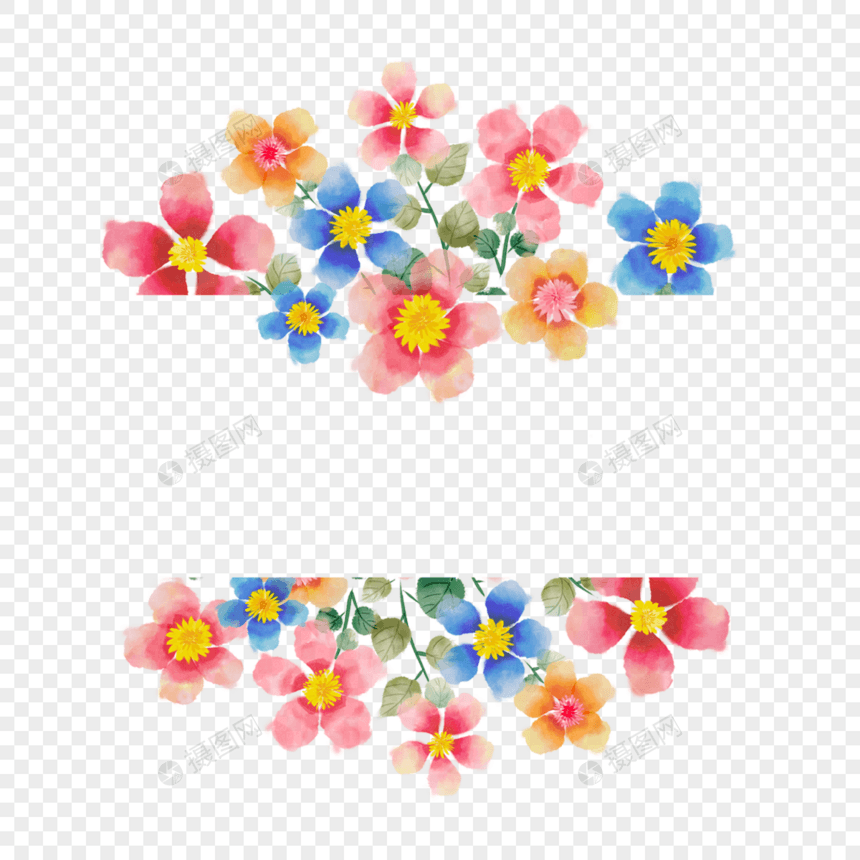 蓝粉色花朵花环花卉图片