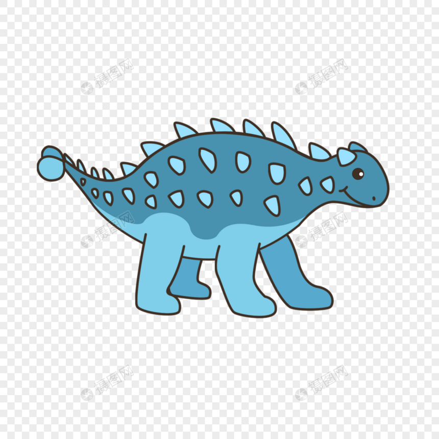 长满背刺的可爱蓝色恐龙图片