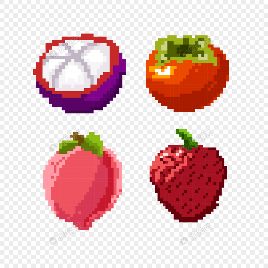 电子游戏里的彩色像素水果图片