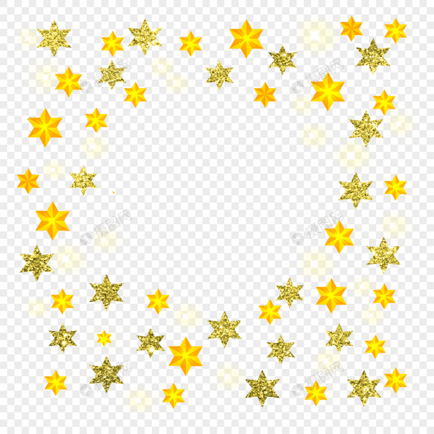 金色六角星闪光光效图片