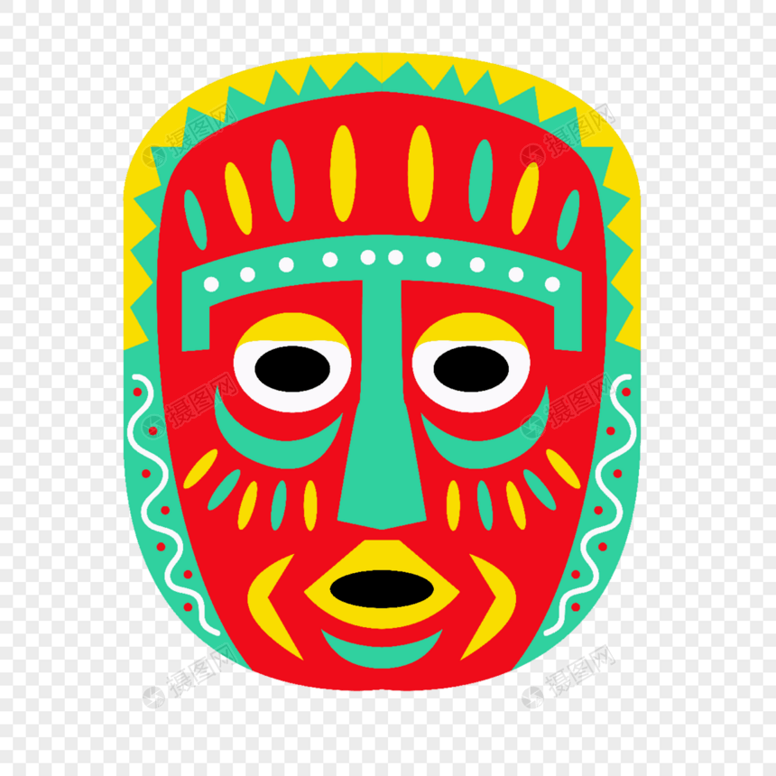 非洲原始部落红色盾牌面具图片