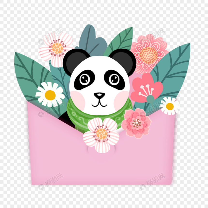 动物花卉信封熊猫图片