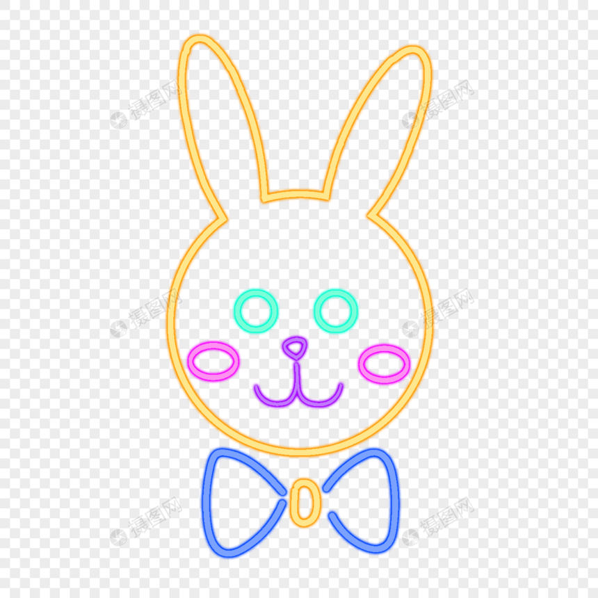 兔子黄色霓虹图形图片