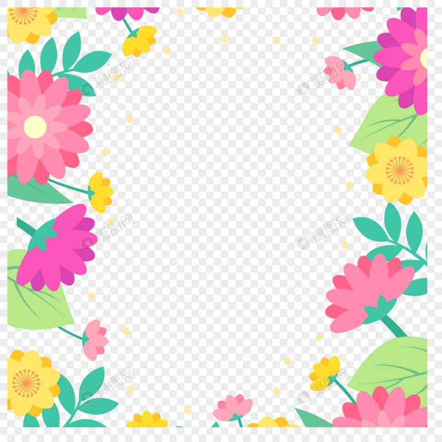 手绘多瓣菊花春季花卉边框图片