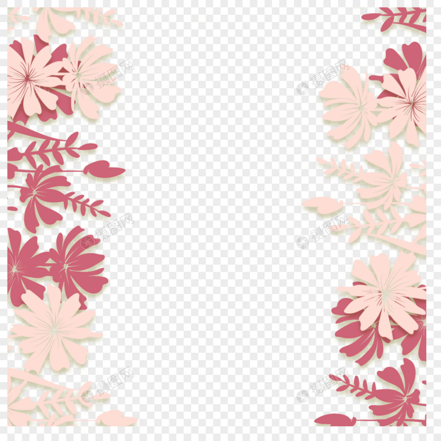 彩色花朵花丛剪纸边框图片