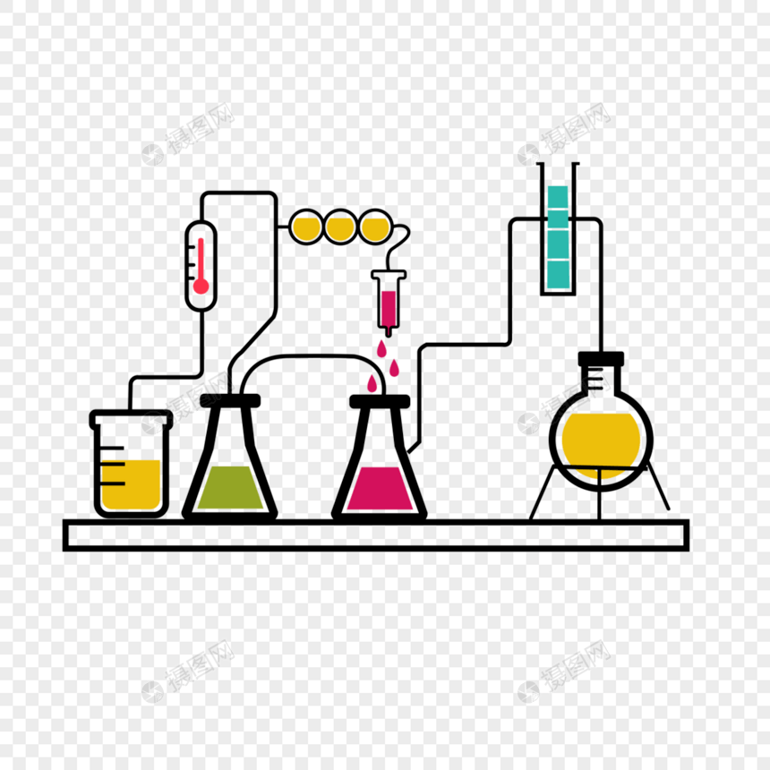 化学实验反应卡通图片