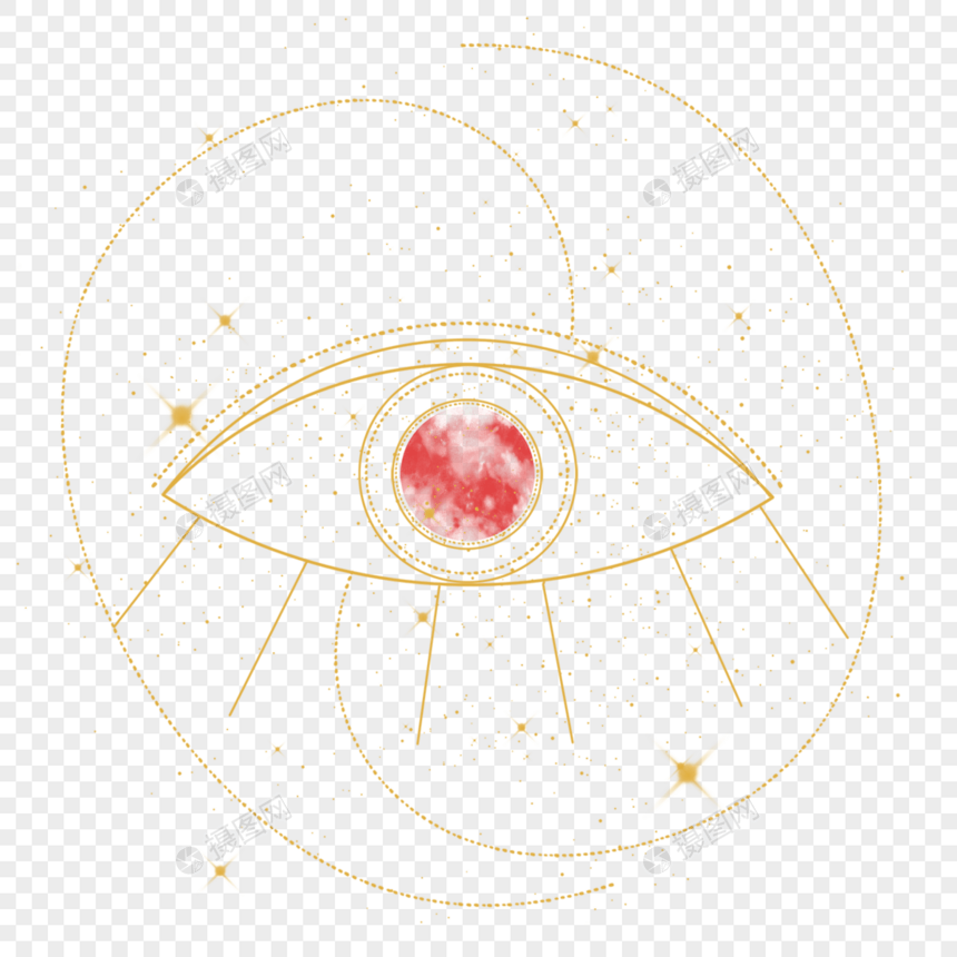 星球眼睛波西米亚金粉水彩图片