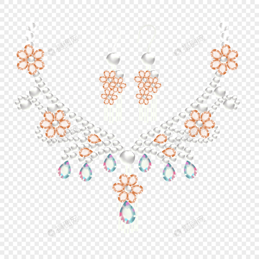 多彩逼真的婚礼首饰宝石项链图片